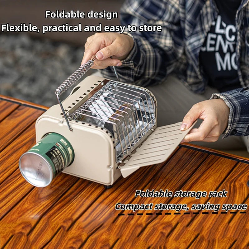 Portable 2-in-1 Camping Gas Stove and Heater with Foldable Shelf