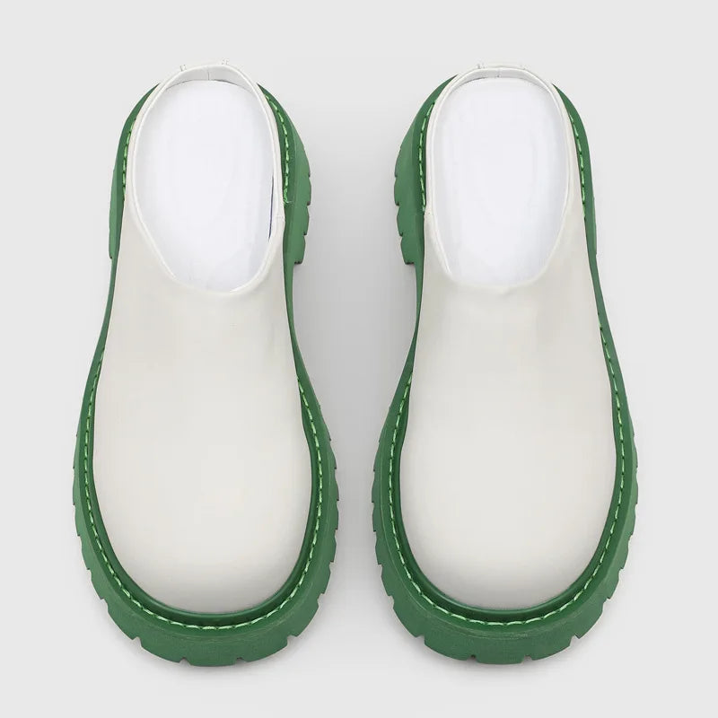 Men's Platform Leather Slip-On Mule Loafers