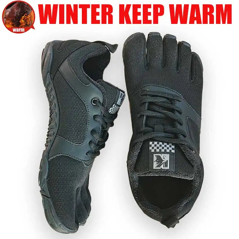 Unisex Cotton Five-Finger Athletic Shoes Hook & Loop Patchwork Sneakers