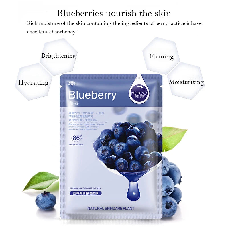 30pcs Fresh Fruits Facial Mask Set Moisturizing Hydrating Skincare