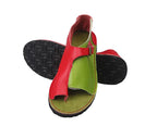 Women's Retro PU Leather Peep Toe Flat Sandals