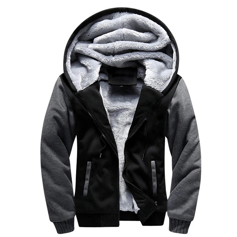 Men's Casual Fleece Zip Hooded Jacket and Pants Set