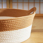 Handwoven Rattan Round Cat Bed Cooling Summer Basket with Cushion