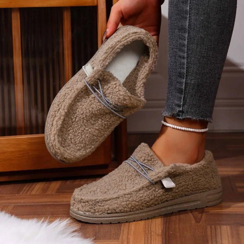 Women's Warm Plush Flat Loafer Shoes