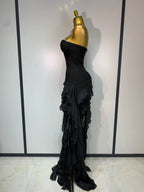 Women's Fashion Strapless Ruffle Bandage Mini Party Dress