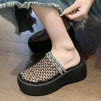 Women's Platform Summer Sandals Rhinestone Decoration Non-Slip Outdoor Slides