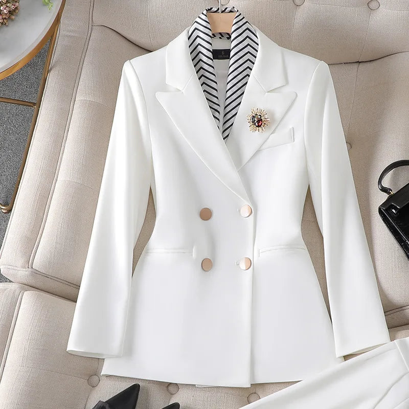 Women's Double Breasted Blazer Pants Suit