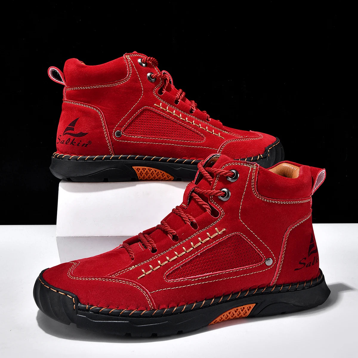 Men's Fashion Split Leather Handmade Casual Ankle Boots 2317-1
