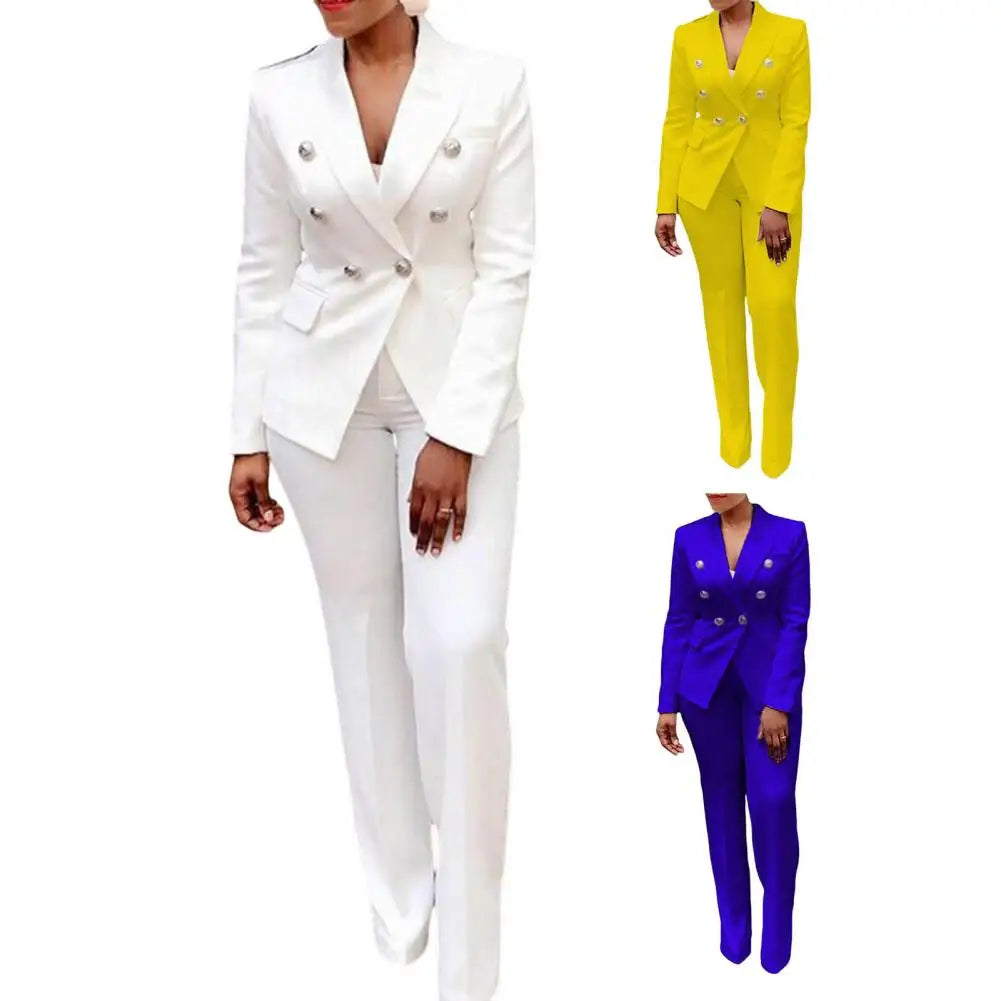 Women's Double Breasted Blazer Pants Suit