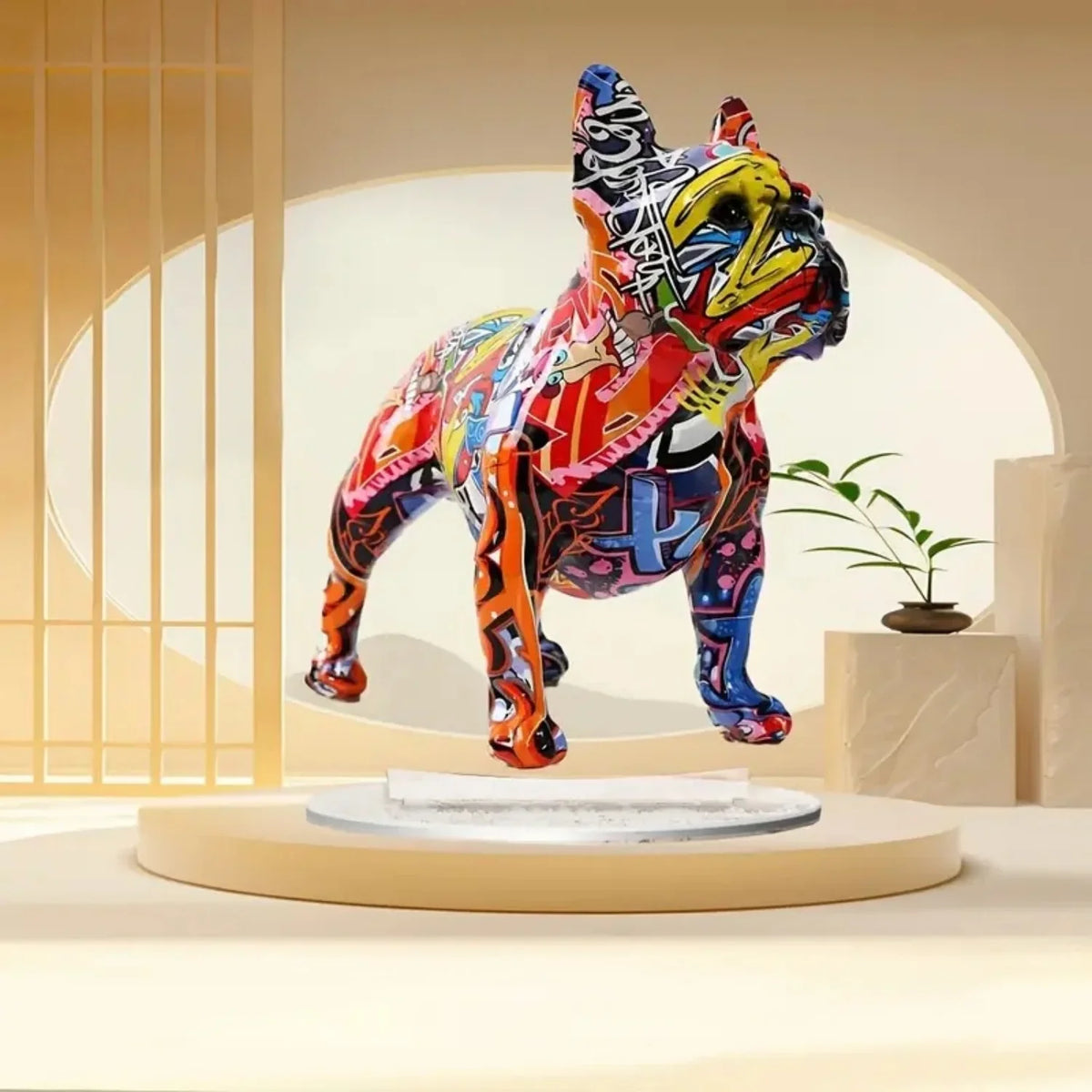 Boho Puppy Dog Flat Acrylic Plaque and Tabletop Ornament