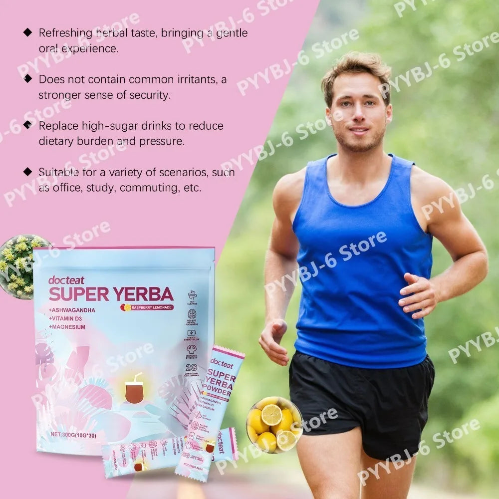 Ashwagandha Vitamin D3 Magnesium Powder Stick Packs Raspberry Lemonade