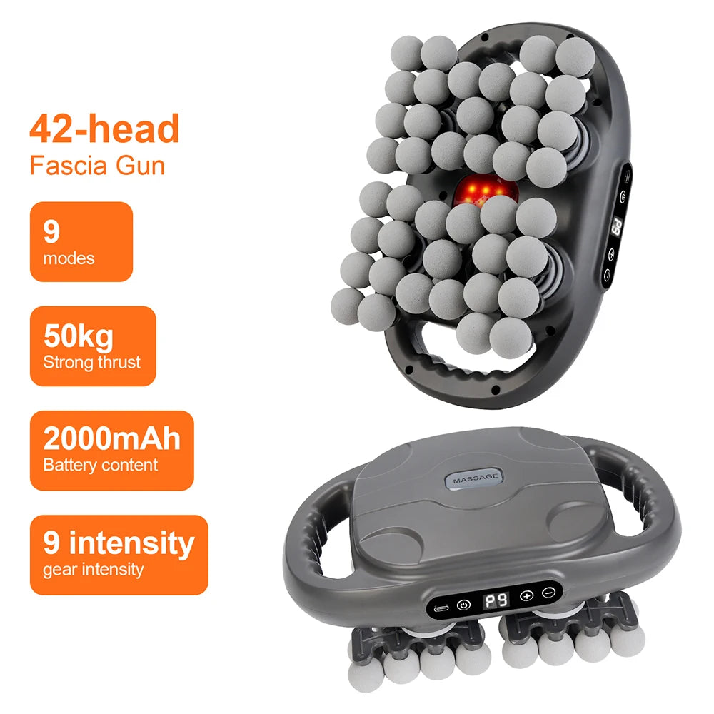 42-Head Cordless Percussion Muscle Massage Gun 1.65in Stroke