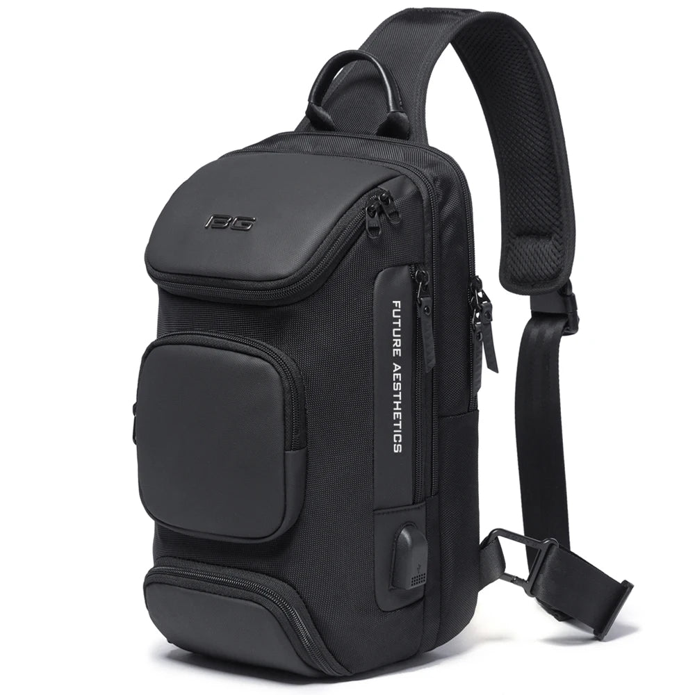 Men's Waterproof Anti-theft USB Crossbody Chest Bag BG-7086