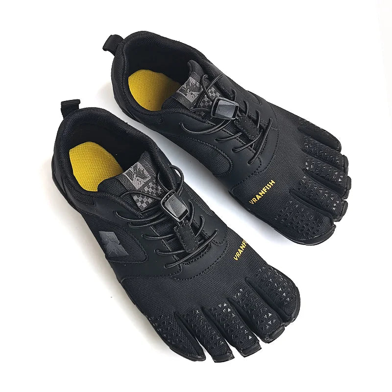 Unisex Cotton Five-Finger Athletic Shoes Hook & Loop Patchwork Sneakers