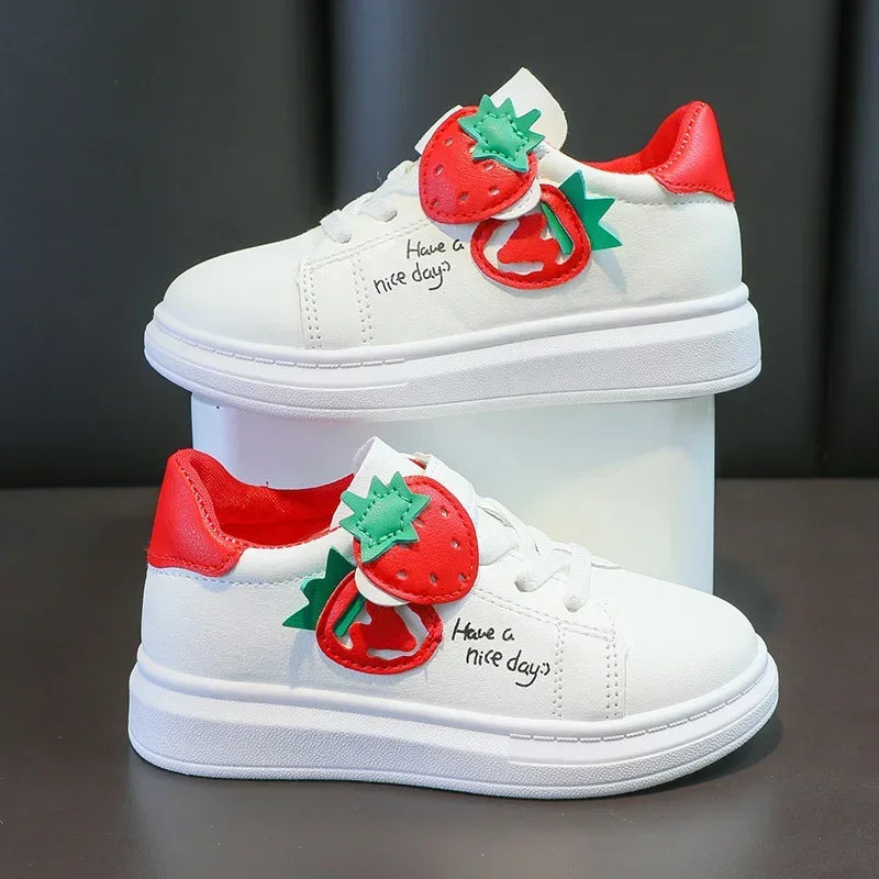 Girls' PU Leather Soft-Soled Casual Running Sneakers