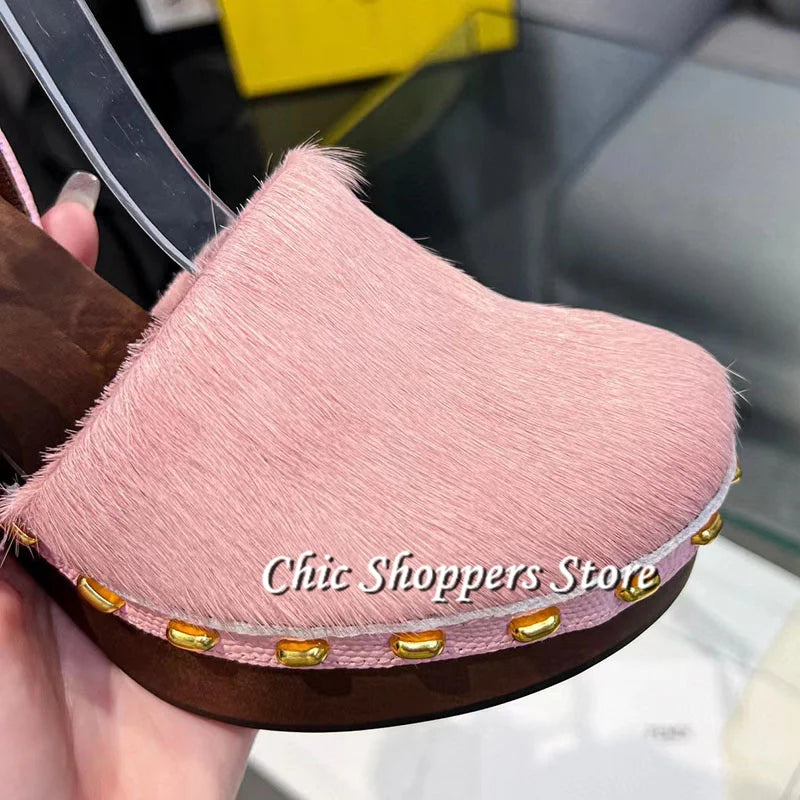 Women's Platform Round Toe Block Heel Pumps