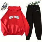 Women's Printed Hoodie Sweatshirt Jogger Pants Set