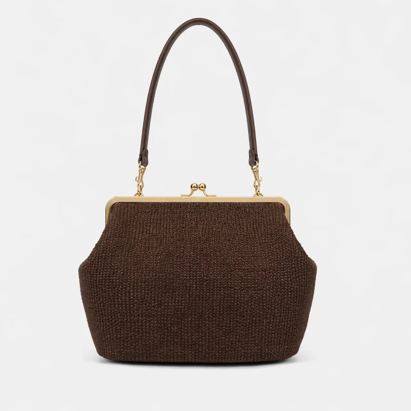 Women's Retro Kiss Lock Frame Shoulder Clutch Bag