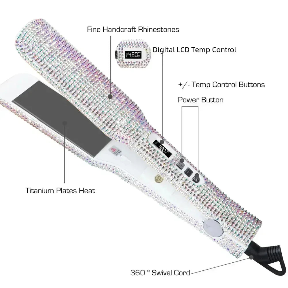 RUCHA Tourmaline Ceramic Hair Straightener 2-inch Titanium Flat Iron