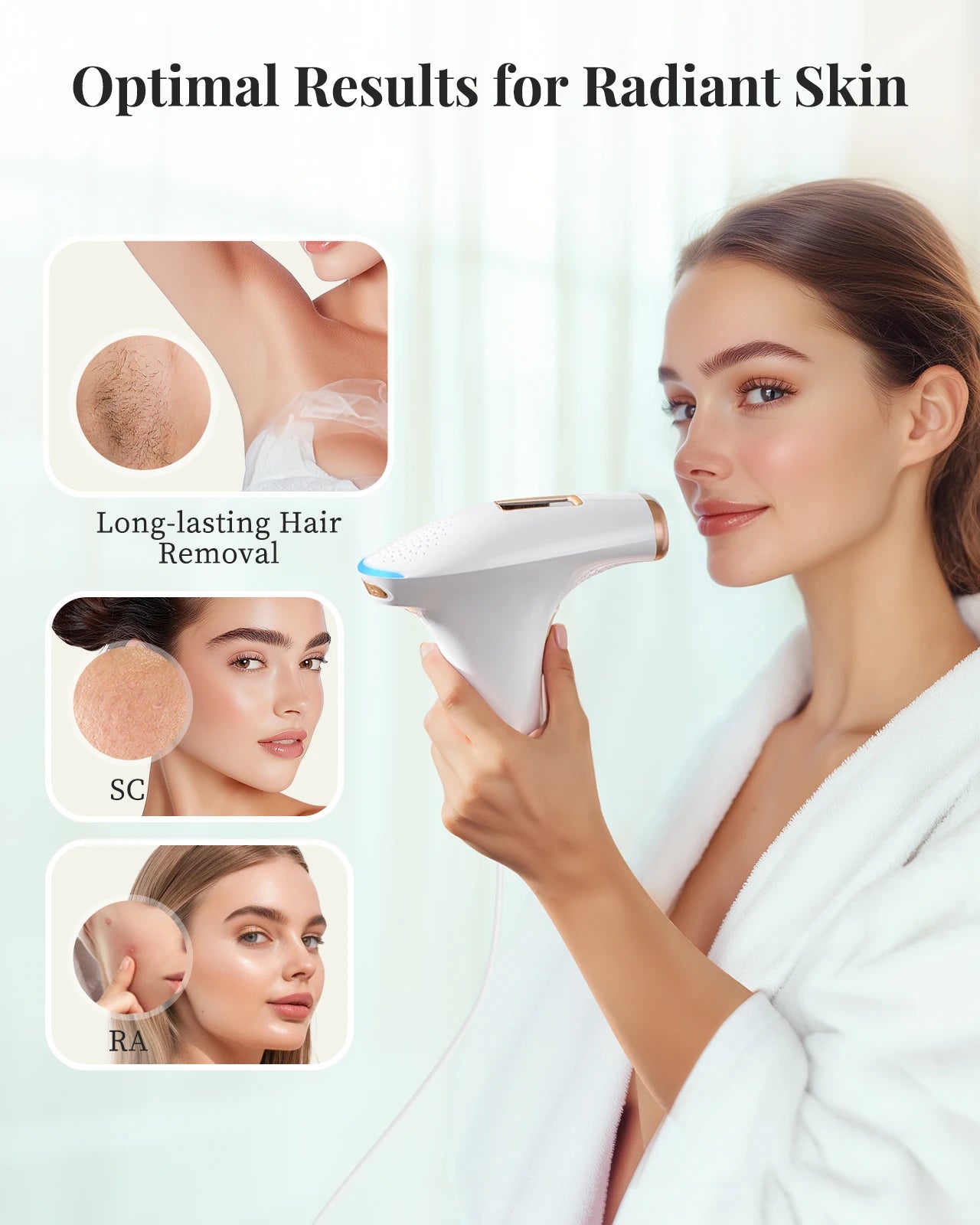 IPL Hair Removal Device with 999900 Flashes and 3-in-1 Modes