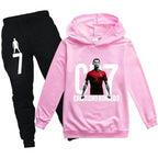 Boys' Football Print Hoodie Pants Two-Piece Set