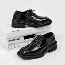 Men's Platform Leather Business Casual Dress Shoes