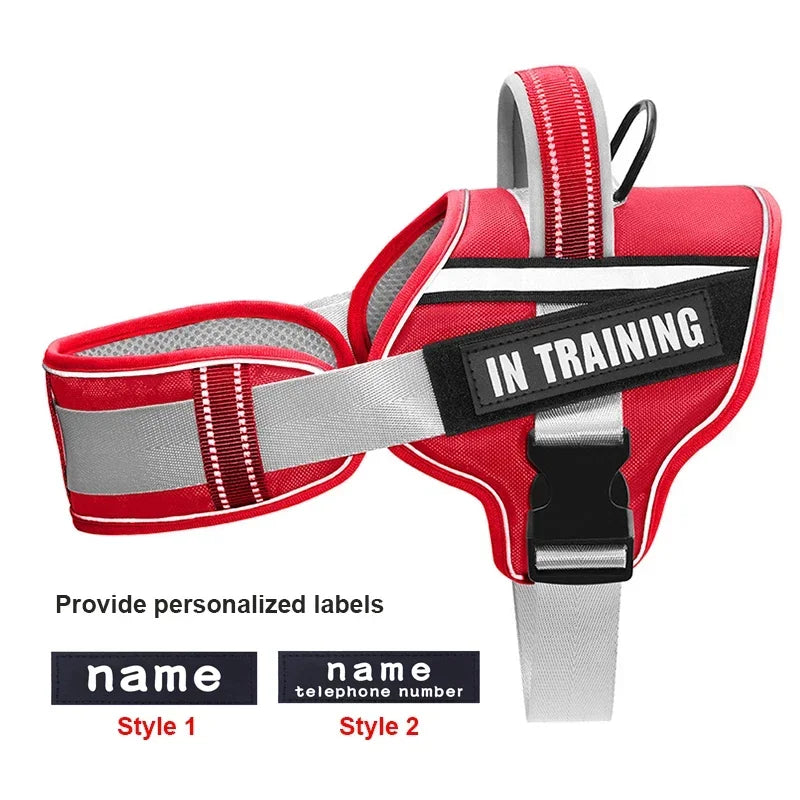 Adjustable Nylon Dog Harness with Neck Guard and Reflective Breathable Mesh Vest