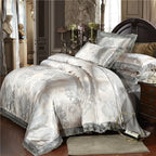 Satin Jacquard Bedding Set and Luxury Flower Duvet Cover Set