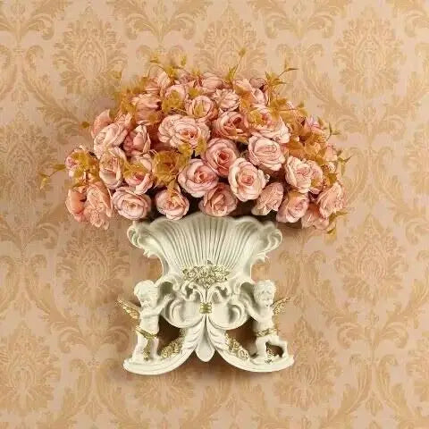 European Resin Angel Wall Vase and Planter Mural Ornament