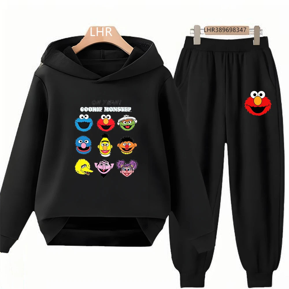 Kids' Printed Hooded Sweatshirt Pants Two-Piece Set