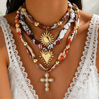Women's Trendy Bohemian Fish Coral Beaded Wrap Pendant Necklace