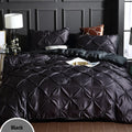 Chiffon Pinched Flower Duvet Cover and Soft Bedding Set