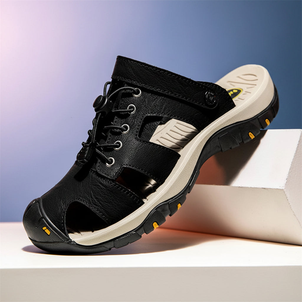 Men's Outdoor Leather Toe-Protection Sandals Quick-Drying Beach Shoes