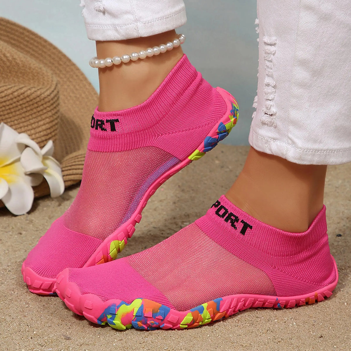Unisex Quick Dry Water Sports Shoes Mesh Non-Slip Aqua Socks