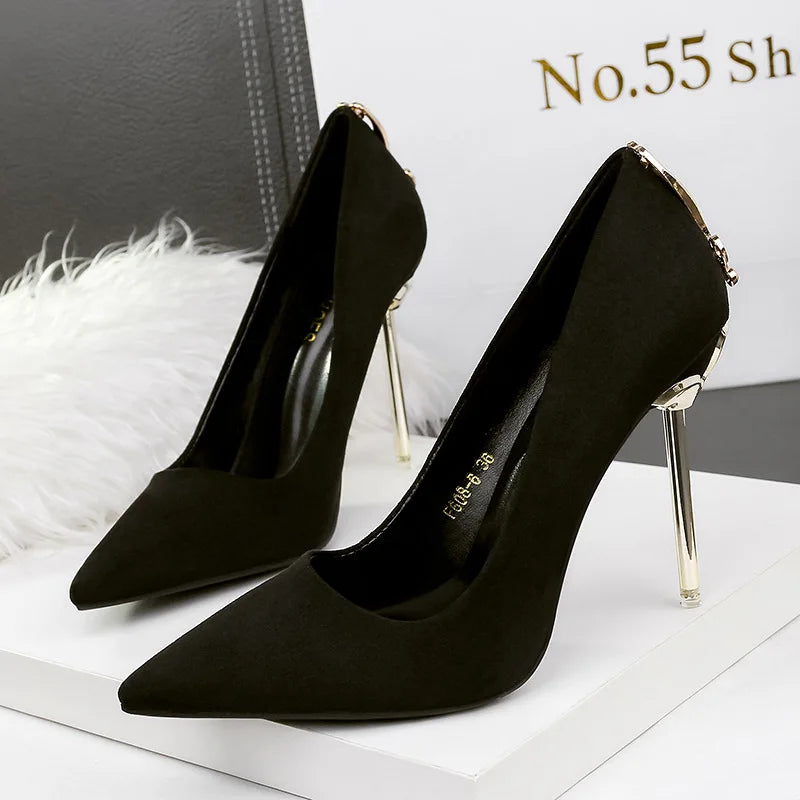 Women's Pointed Toe Suede Bow Stiletto Pumps