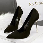 Women's Pointed Toe Suede Bow Stiletto Pumps
