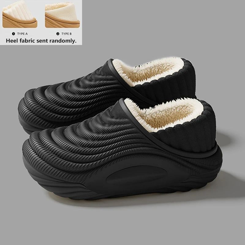 Warm Plush Waterproof EVA Slippers and Thick Furry Slides