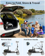 4 Wheel Folding Electric Mobility Scooter with Dual Baskets