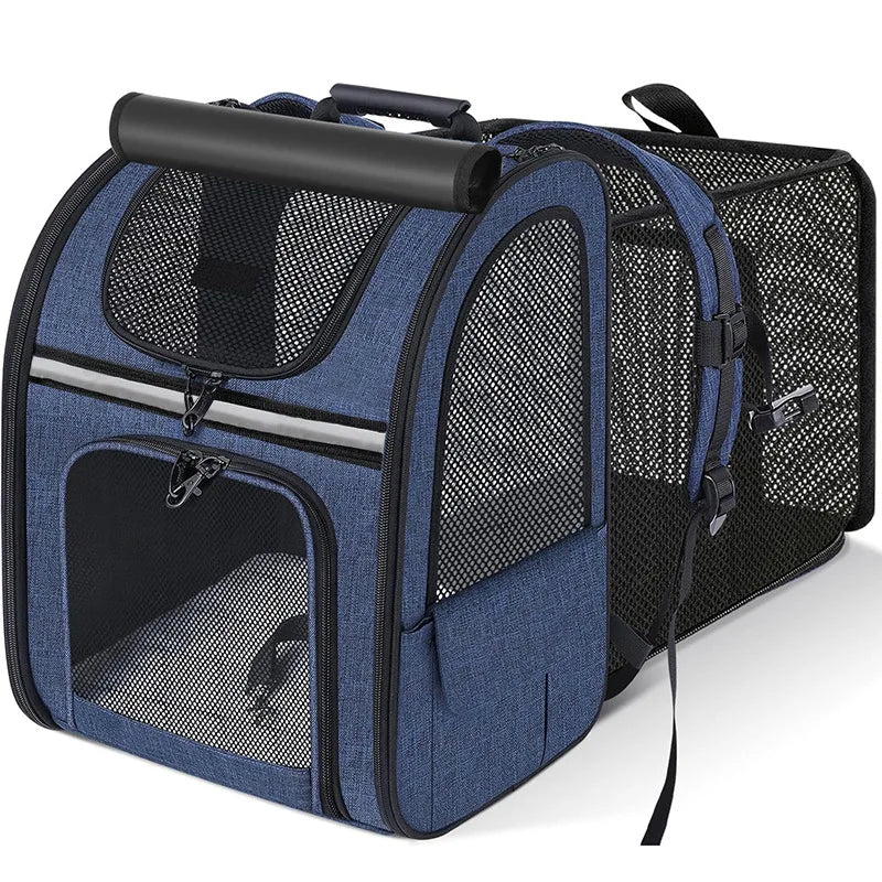 Expandable Pet Carrier Backpack Breathable Travel Bag for Cats and Small Dogs