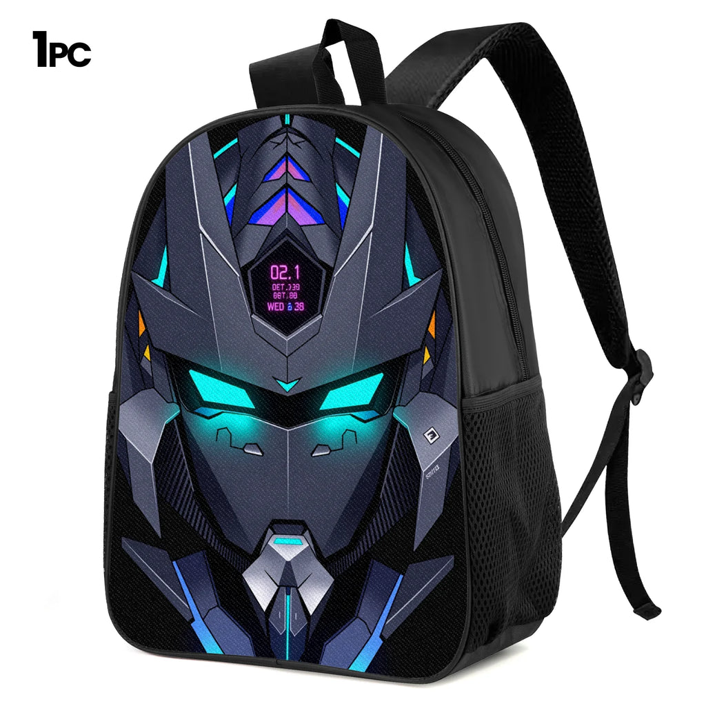 Unisex Futuristic Mecha Backpack 3-Piece Bag Set