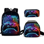 Unisex Gaming Controller 3D Print Backpack 3-Piece Bag Set