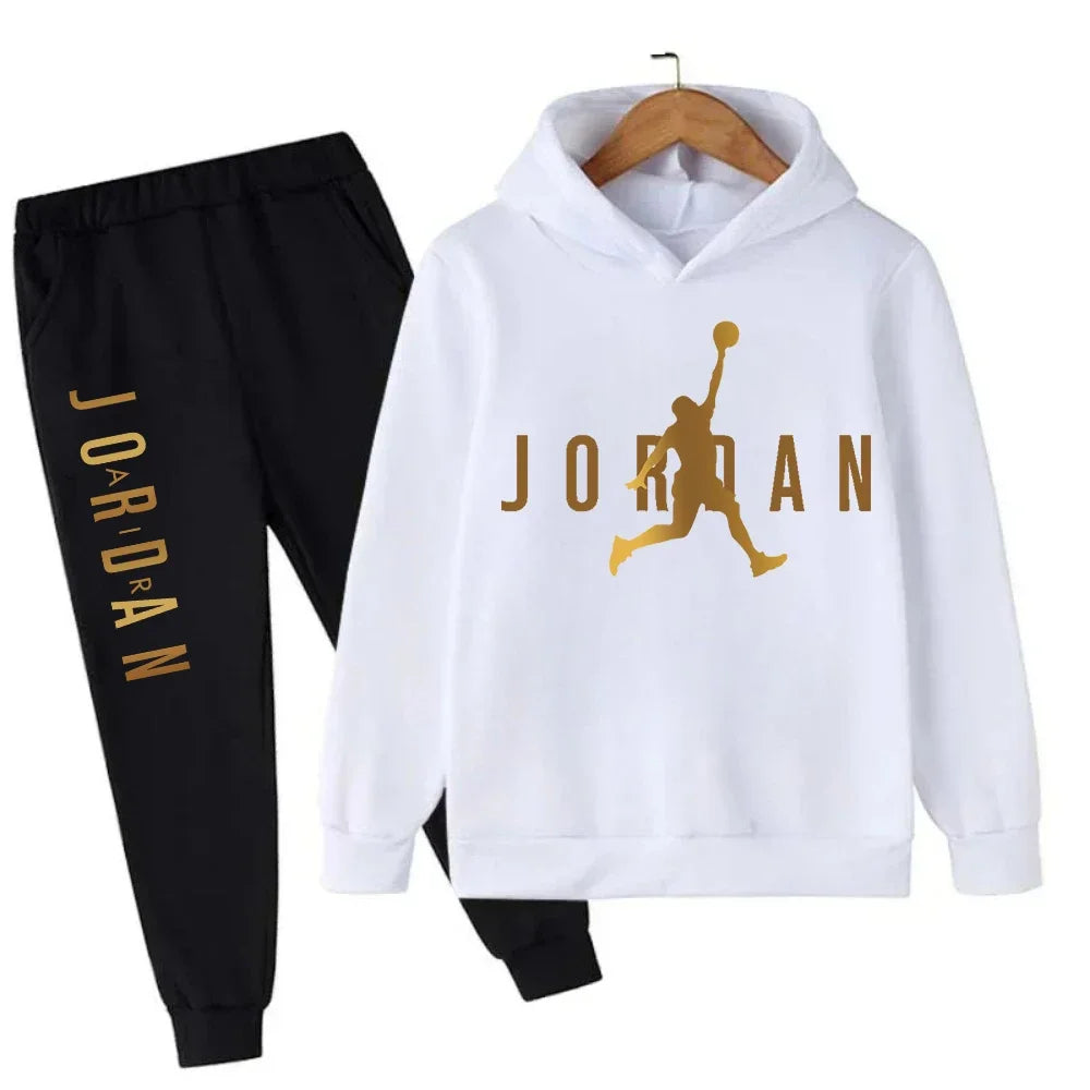 Kids' Slam Dunk Pattern Hoodie Pants Two-Piece Set