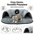 2-in-1 Cat Tunnel Bed with Soft Plush Cushion