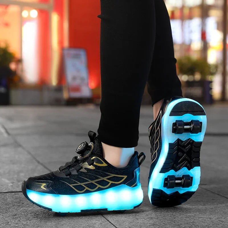 Kids' Breathable Detachable Dual-Use Roller Skate Shoes