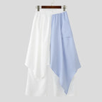 Men's Patchwork Jogger Pants Elastic Waist Wide Leg Trousers