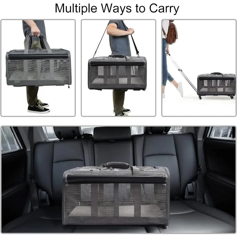 Portable Breathable Detachable Universal Wheel Pet Trolley Bag