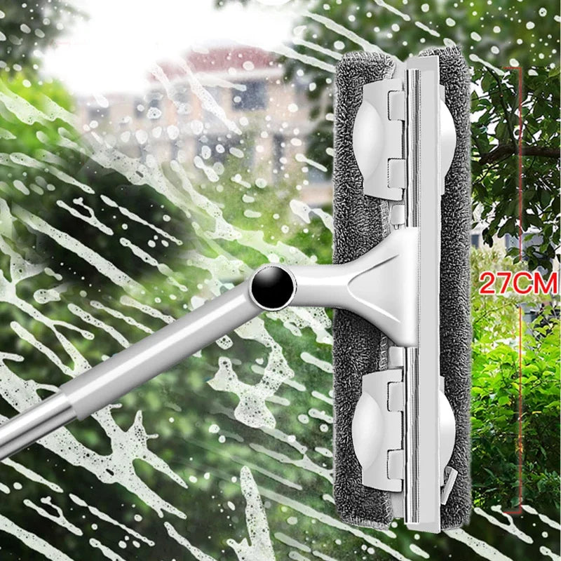 Telescopic Window Cleaner Mop with Extendable Aluminum Rod