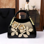 Women's Rhinestone Floral Dumpling Tote Bag