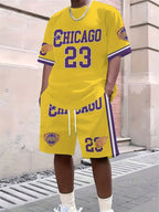Men's 3D Print Round Neck T-Shirt and Shorts Set