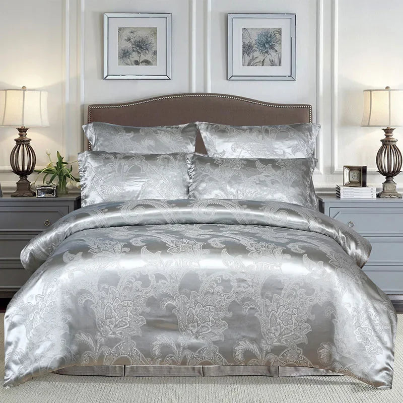 European Satin Jacquard Duvet Cover and Smooth Bedding Set